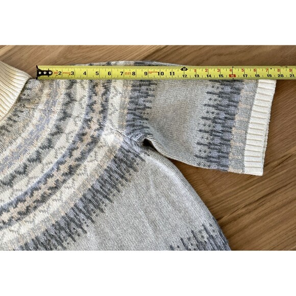 Lands End Women Size 1X Sweater Ivory Fair Isle Chunky Wool Alpaca Turtleneck - Picture 15 of 15